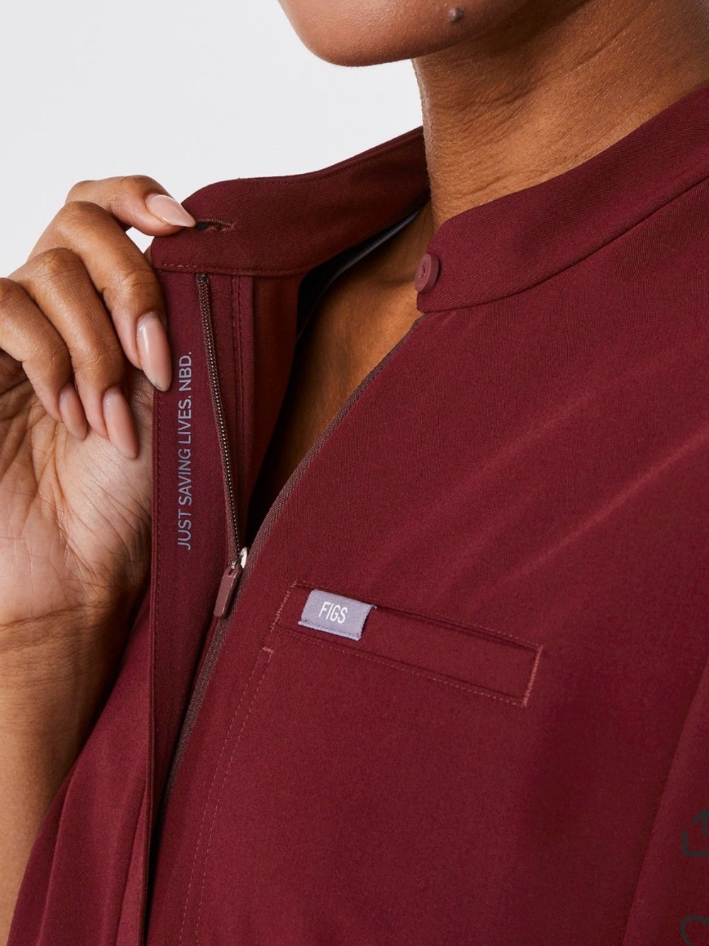 Fig’s Burgundy Montex Scrub Top - Picture 3 of 6